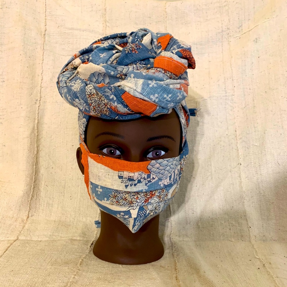 Hand Crafted Headwrap & Mask Set - Picture 2 of 6